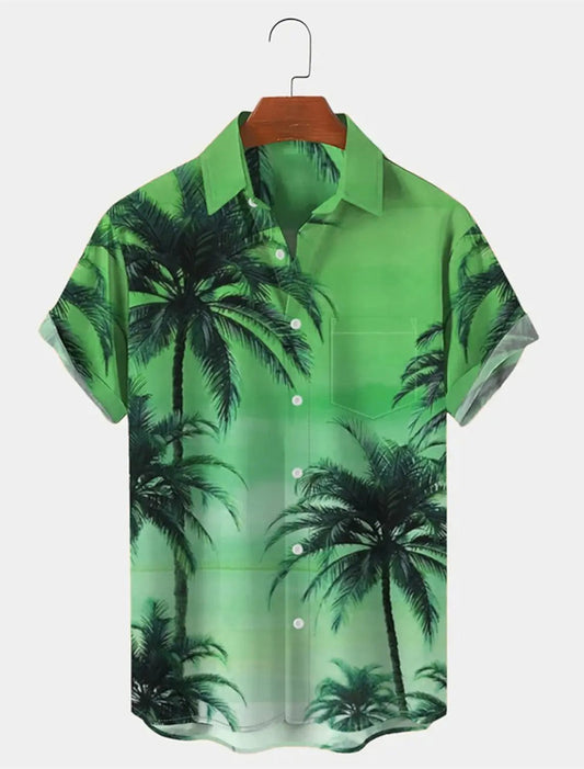 Men's Hawaiian Shirt with Palm Tree Prints