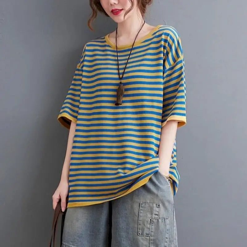 Casual Women's Striped T-Shirt for Summer