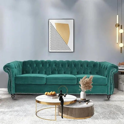 Modern 3-Seater Velvet Sofa for Living Room