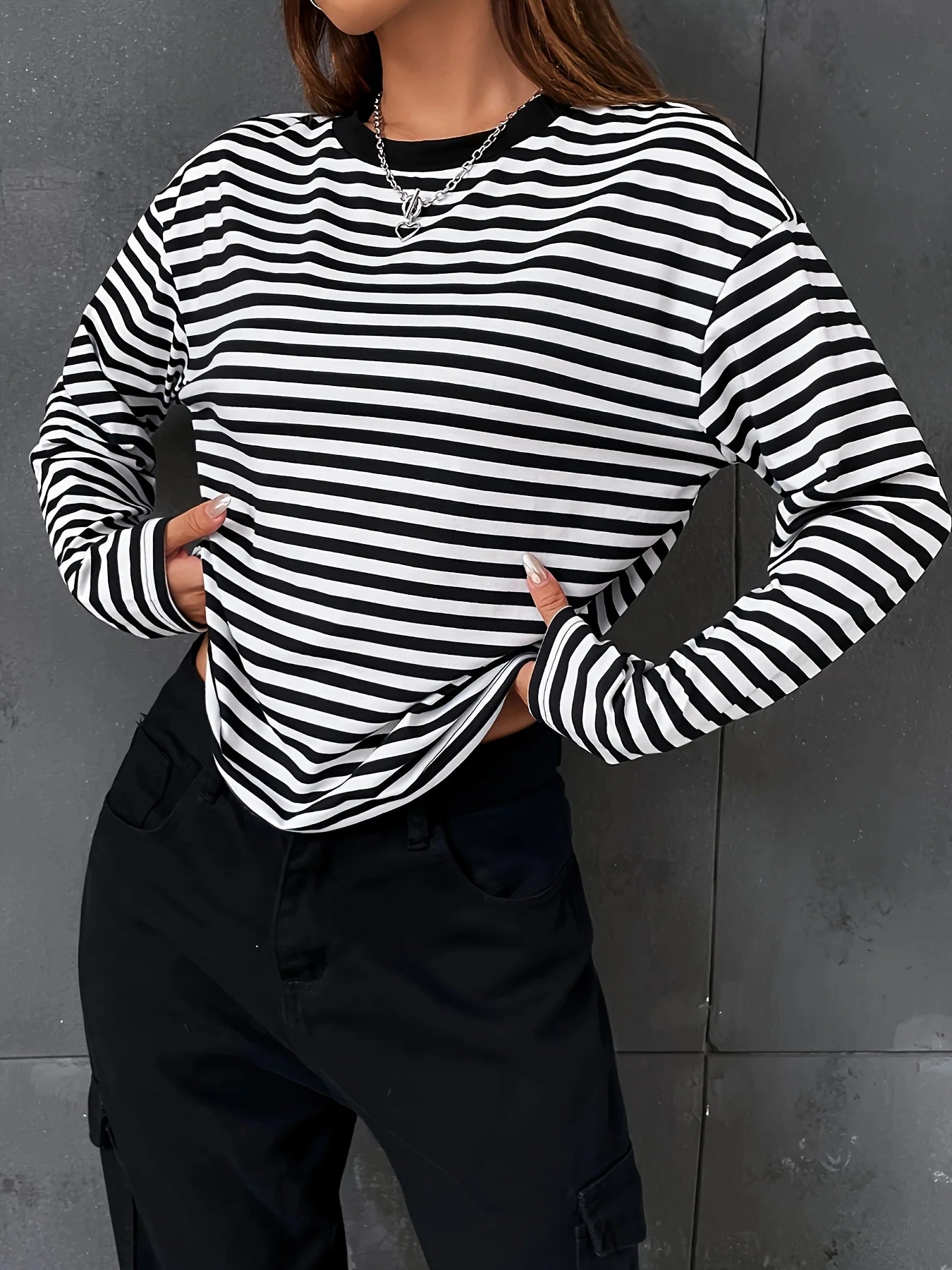 Women's Striped Long Sleeve Casual T-Shirt