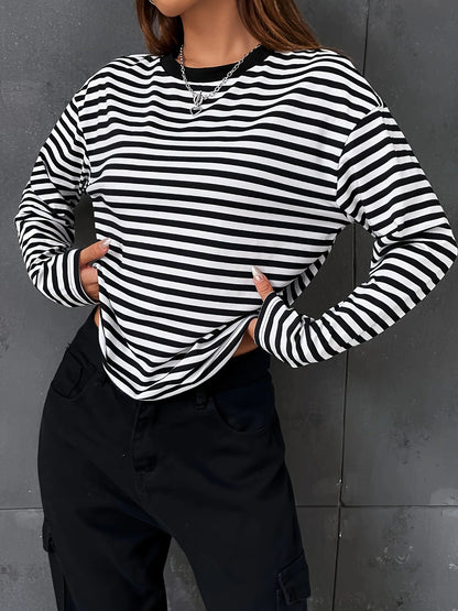 Women's Striped Long Sleeve Casual T-Shirt
