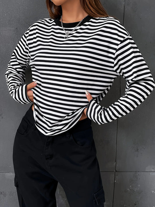 Women's Striped Long Sleeve Casual T-Shirt