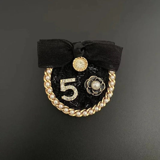 Elegant Rhinestone Pearl Bow Brooch for Women