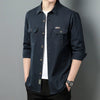 Men's Oversized Black Linen Tactical Shirt