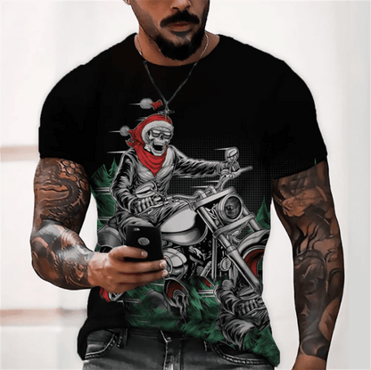 3D Santa Print Men's Christmas T-Shirt