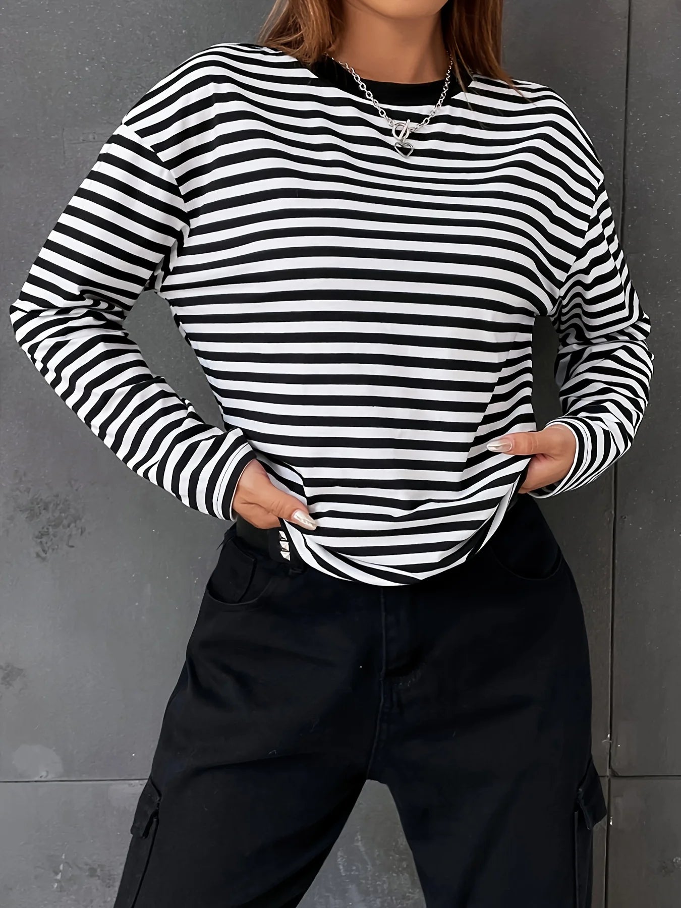 Women's Striped Long Sleeve Casual T-Shirt