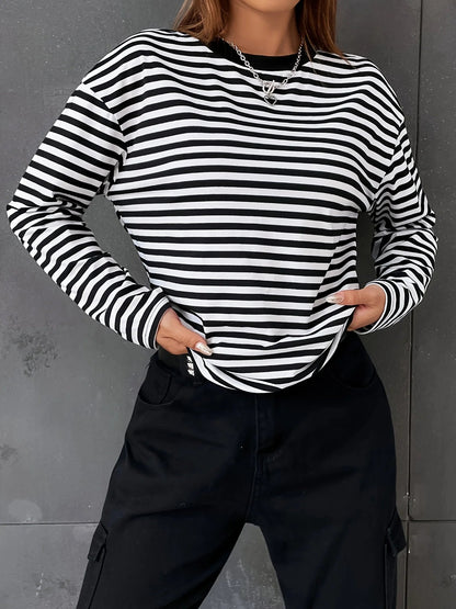 Women's Striped Long Sleeve Casual T-Shirt