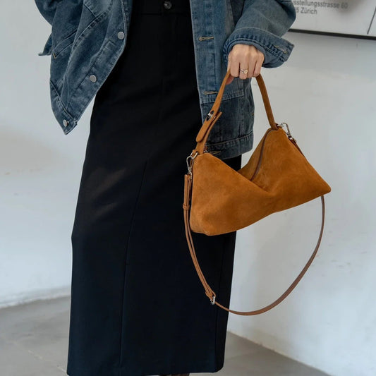 Soft Matte Suede Women's Crossbody Handbag - Winter