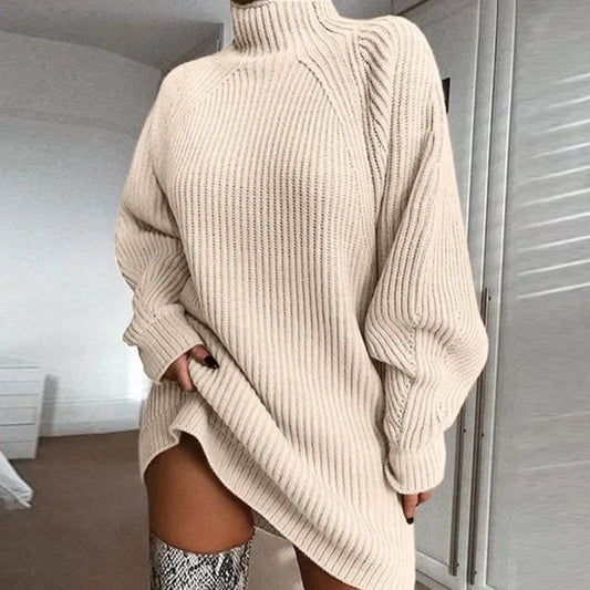 Women’s Turtleneck Loose Knit Sweater Dress