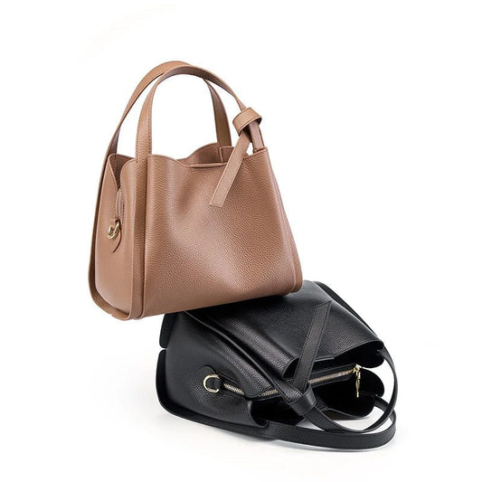 Luxury Leather Bucket Tote Handbag for Women
