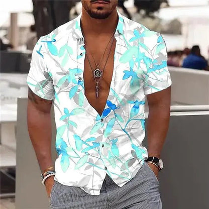Men's 3D Leaf Print Hawaiian Shirt 2024