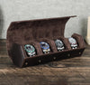 Vintage Leather Watch Roll Travel Case Organizer