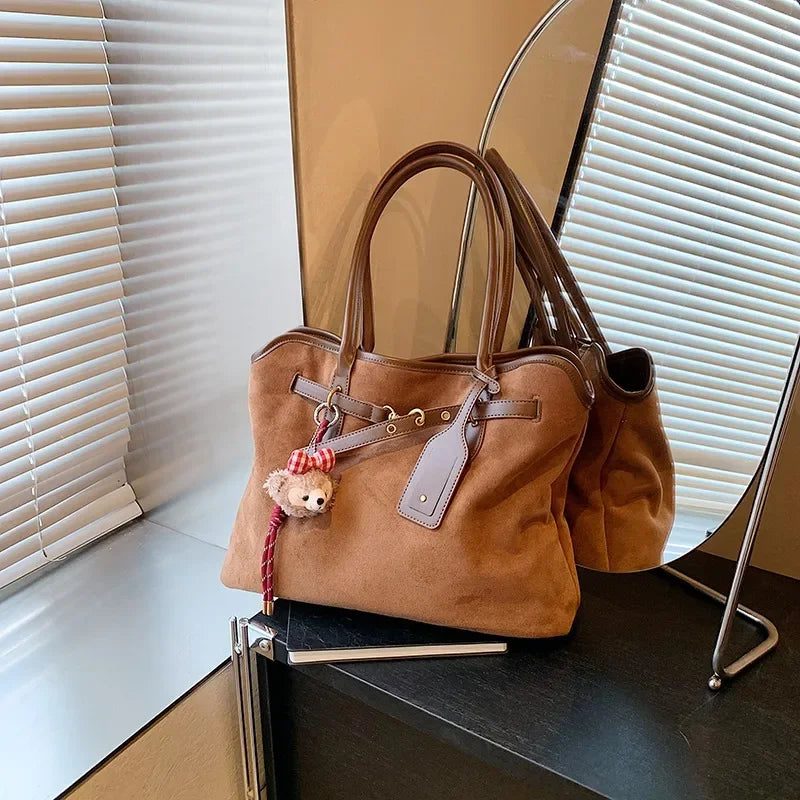 Large Faux Suede Shoulder Bag for Women