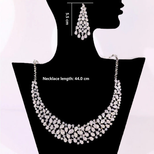 Luxury CZ Crystal Wedding Necklace Set 2024