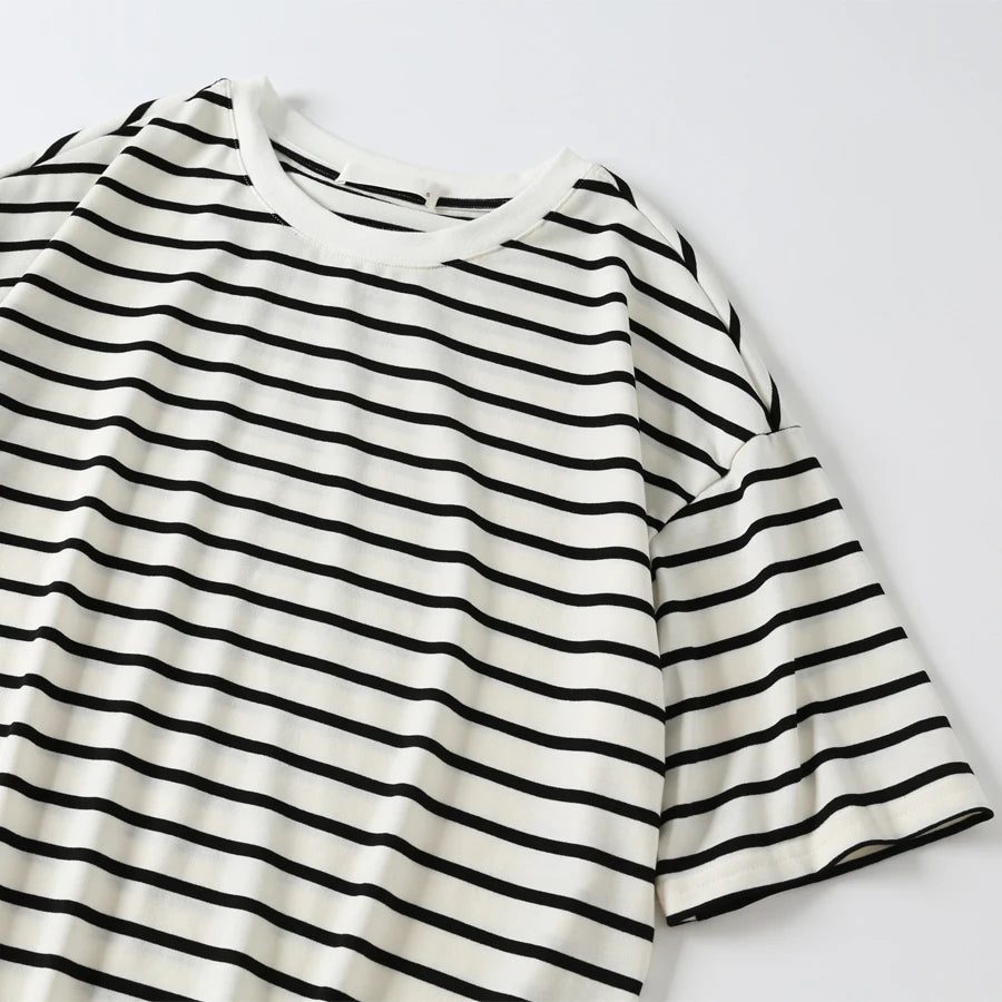 Summer Striped Cotton T-Shirts for Women