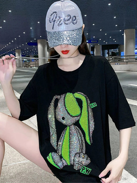 Cool Black Rabbit T-Shirt for Women