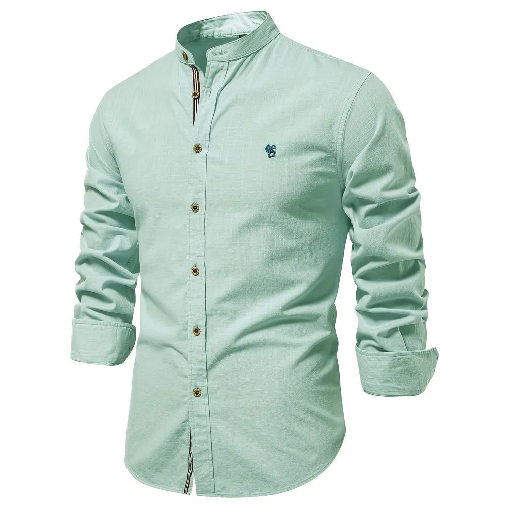 High-Quality Men's Cotton Linen Embroidery Shirt
