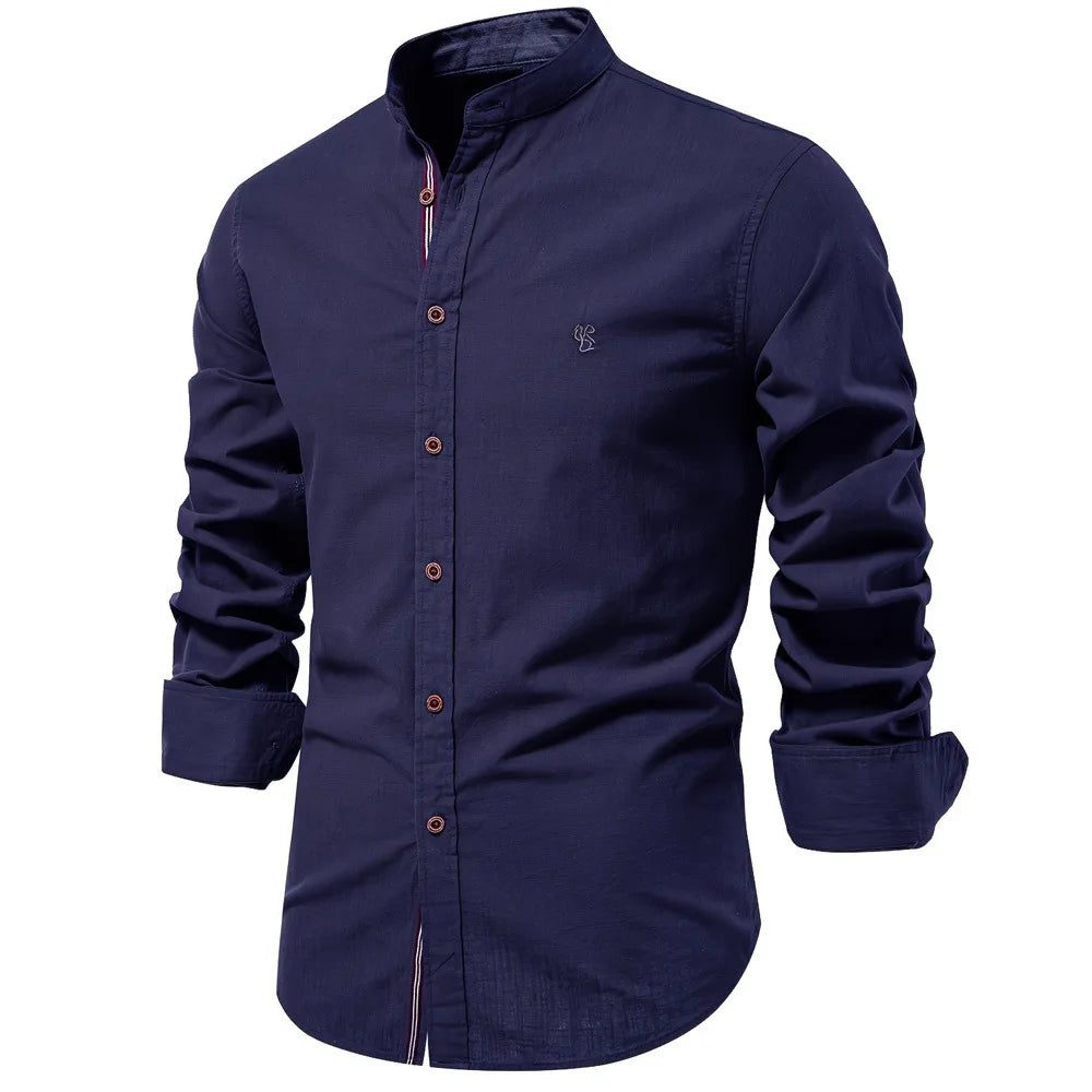 High-Quality Men's Cotton Linen Embroidery Shirt