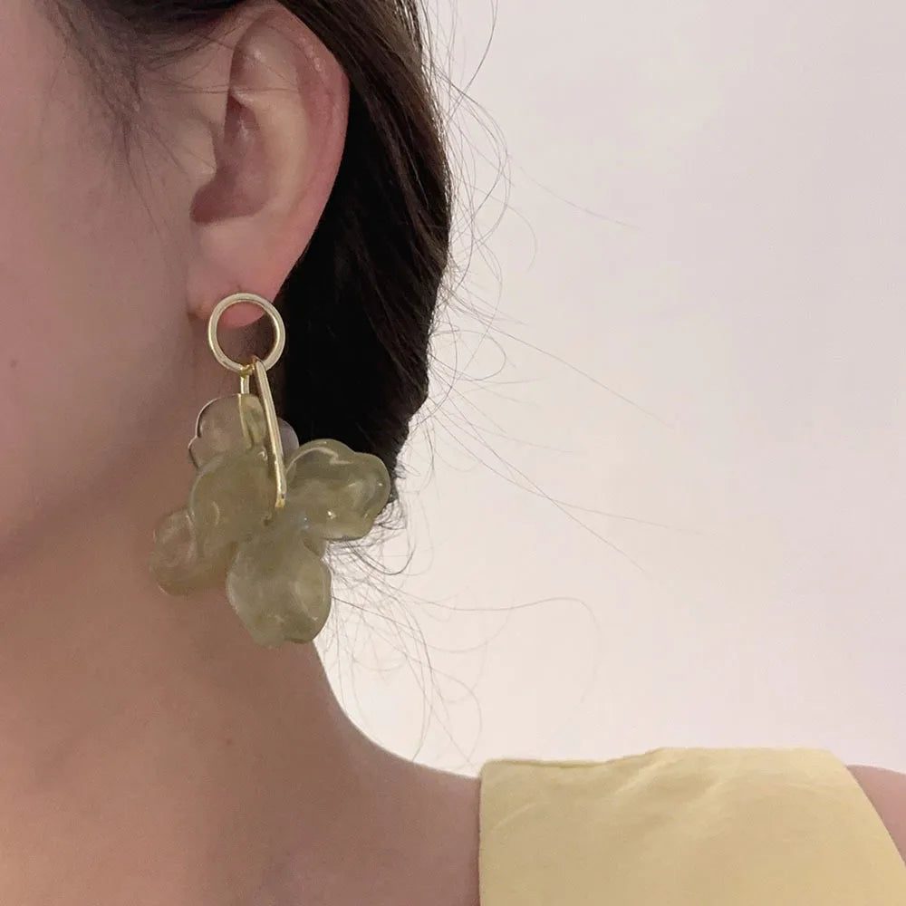 Vintage Amber Flower Earrings for Women