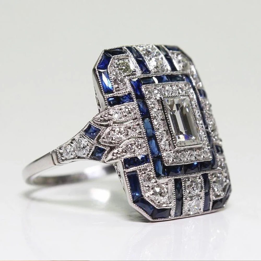 S925 Sterling Silver Sapphire Couple Rings