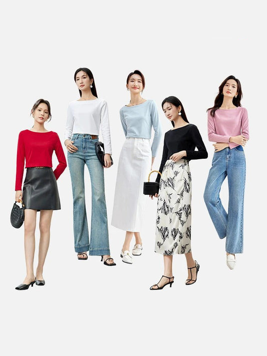 Trendy Long Sleeve Cotton T-Shirts for Women