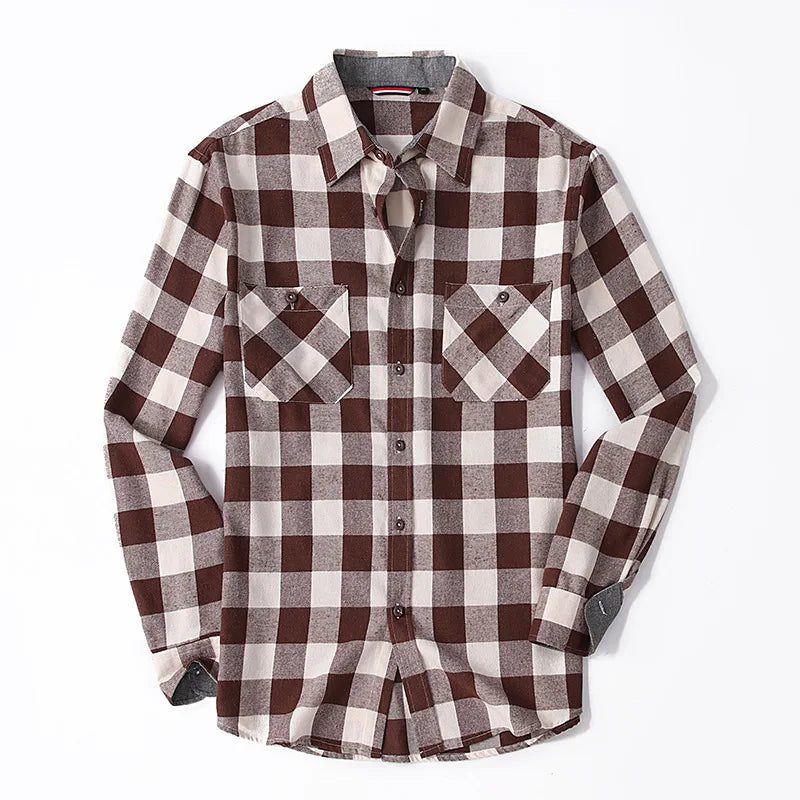 Men's Casual Long Sleeve Plaid Flannel Shirt