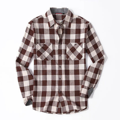 Men's Casual Long Sleeve Plaid Flannel Shirt