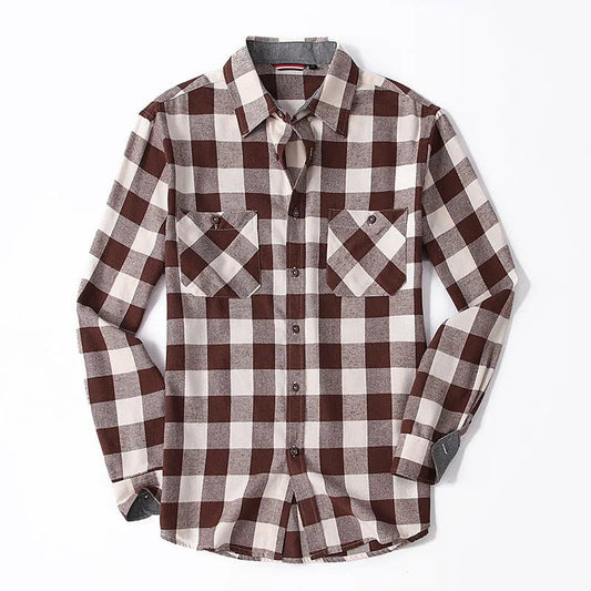 Men's Casual Long Sleeve Plaid Flannel Shirt