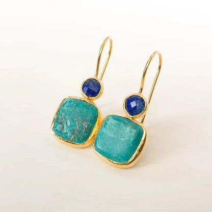 Vintage Gold Ornate Turquoise Earrings for Women