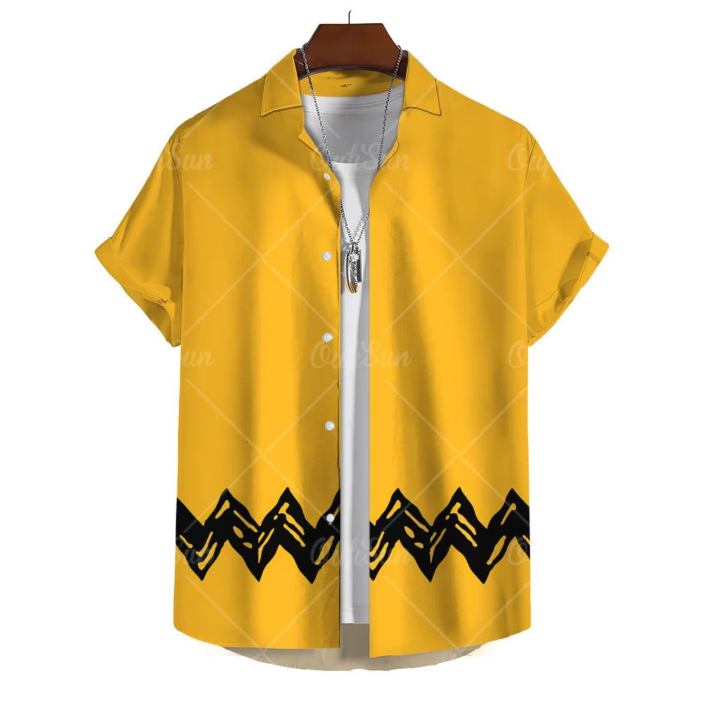Men's Yellow Oversized Hawaiian Shirt for Summer