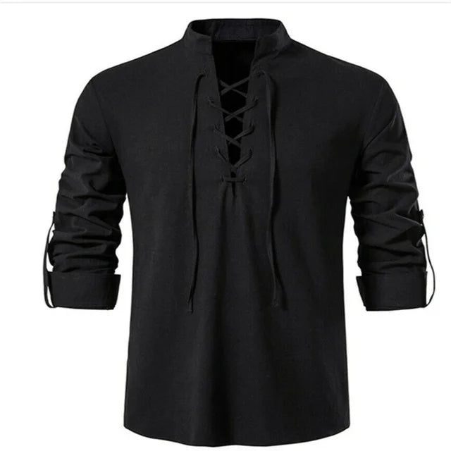 2023 Men's V-Neck Vintage Long Sleeve Shirt