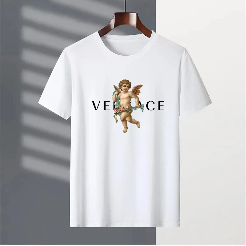 Men's Vintage Cotton T-Shirt with Angel Print
