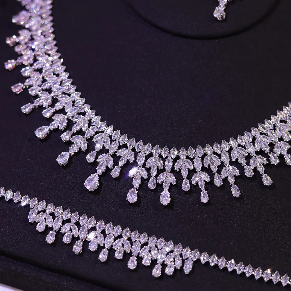 Elegant Leaf Design Bridal Jewelry Set