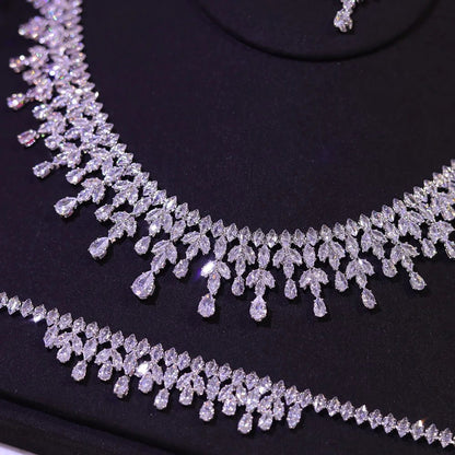 Elegant Leaf Design Bridal Jewelry Set