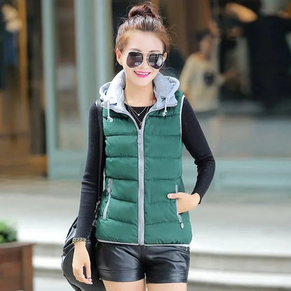 Women Lightweight Hooded Puffer Vest Jacket