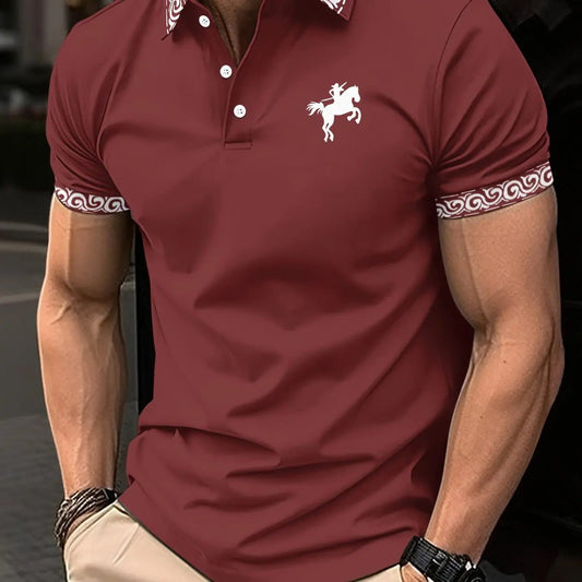 Vintage 3D Printed Polo Shirt for Men