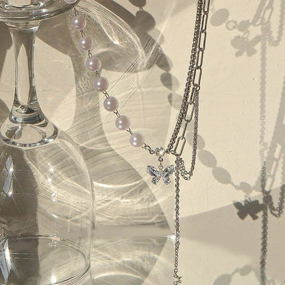 Luxury Pearl Butterfly Necklace Set for Women