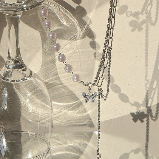Luxury Pearl Butterfly Necklace Set for Women