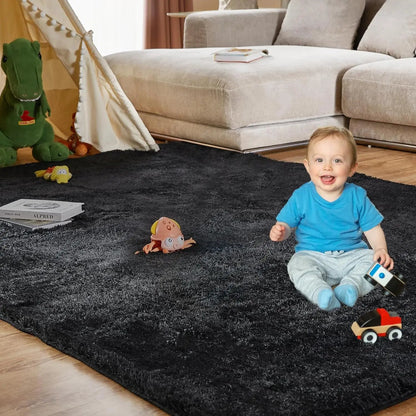 Soft Silk Wool Shag Area Rug