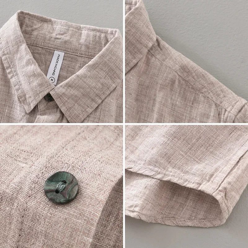 Men's Pure Linen Casual Short Sleeve Shirt