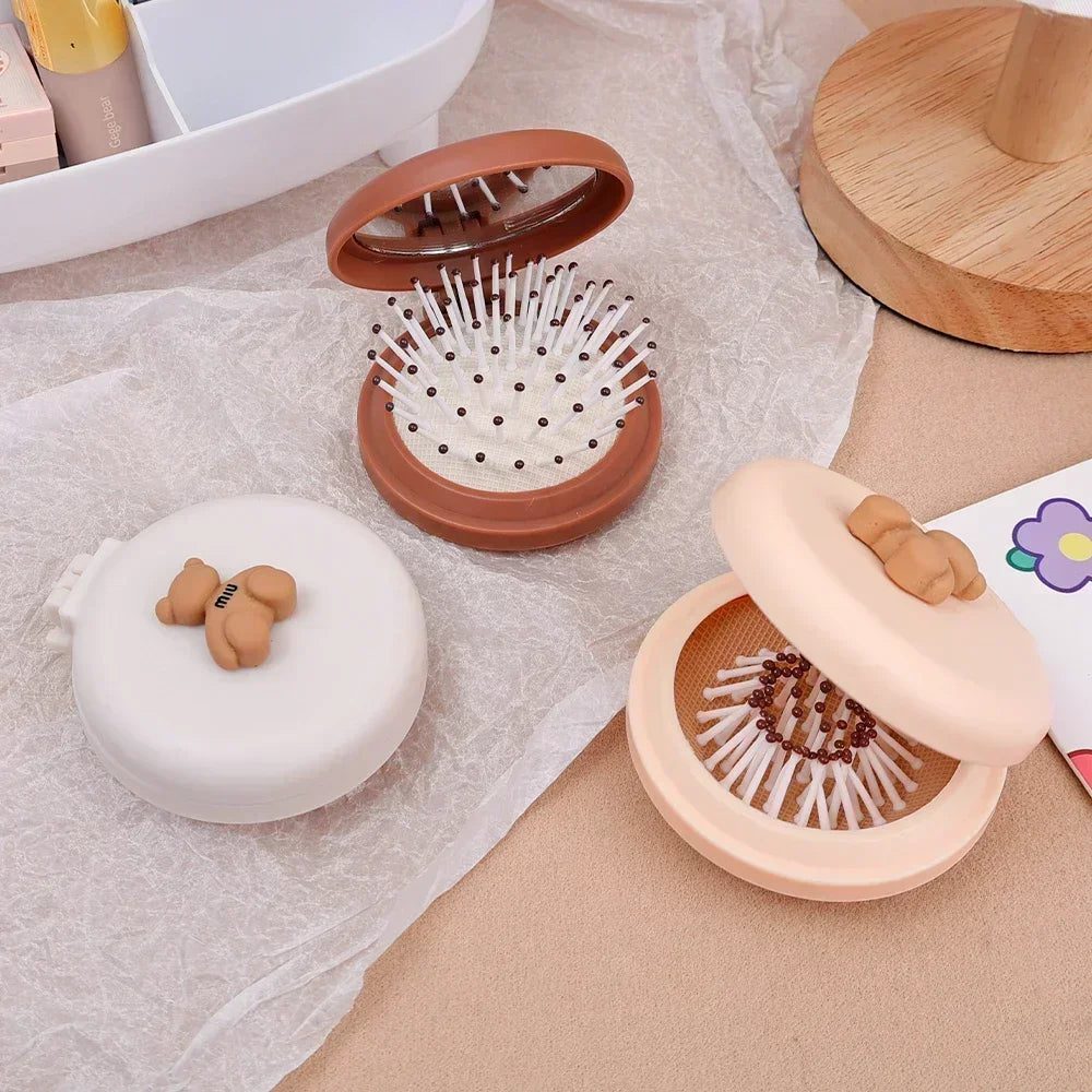 Portable Mini Pocket Mirror Hair Brush