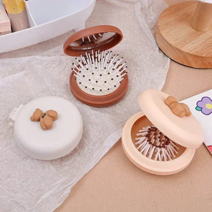 Portable Mini Pocket Mirror Hair Brush