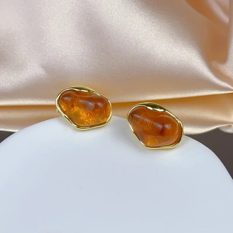 Amber Geometric Stud Earrings for Women