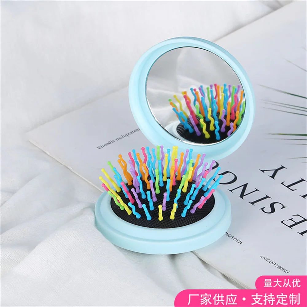 Portable 2-in-1 Anti-Static Folding Hair Brush