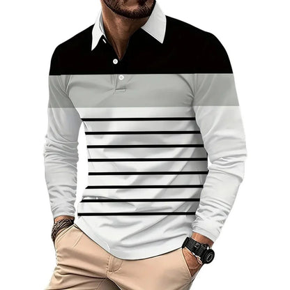 Men's Casual Stripe Polo Golf Shirts