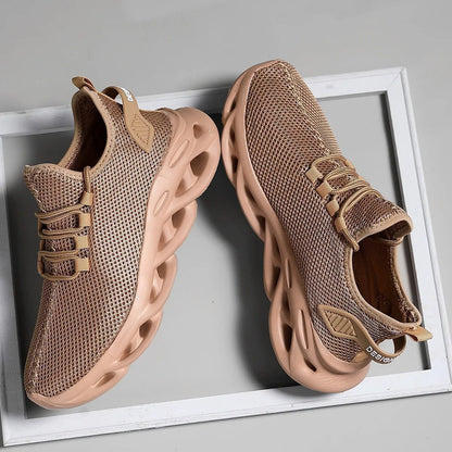 Men's Breathable Black Jogging Sneakers for Sports