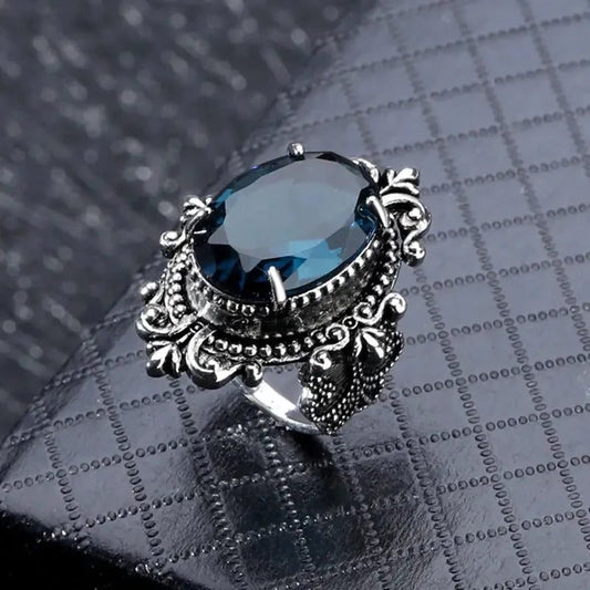 Vintage Oval Blue CZ Women’s Rings