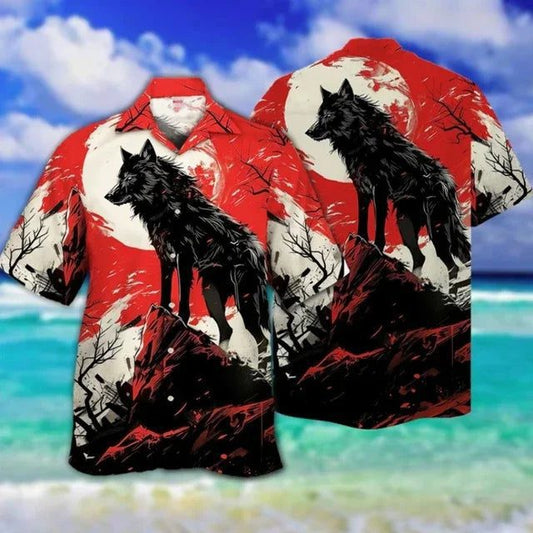 3D Wolf Print Hawaiian Shirt for Men