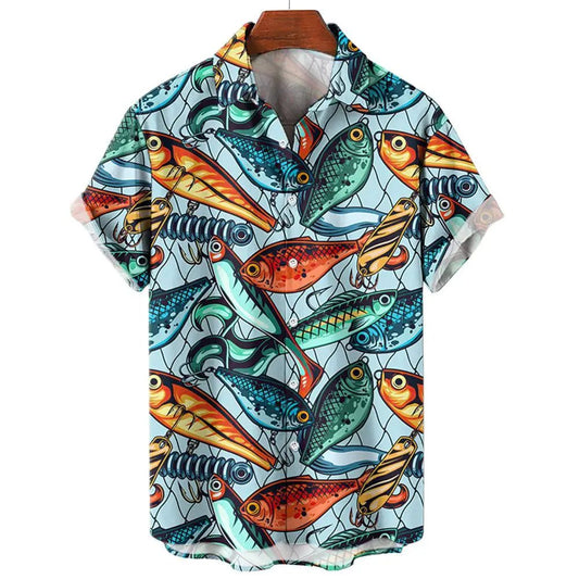Men's 3D Fish Print Hawaiian Shirts Summer
