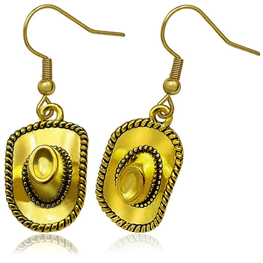 Vintage Cowboy Hat Dangle Earrings for Women
